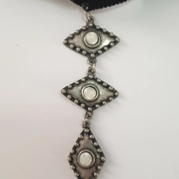 Long pendant adjustable choker boho black/grey - Picture 4 of 14
